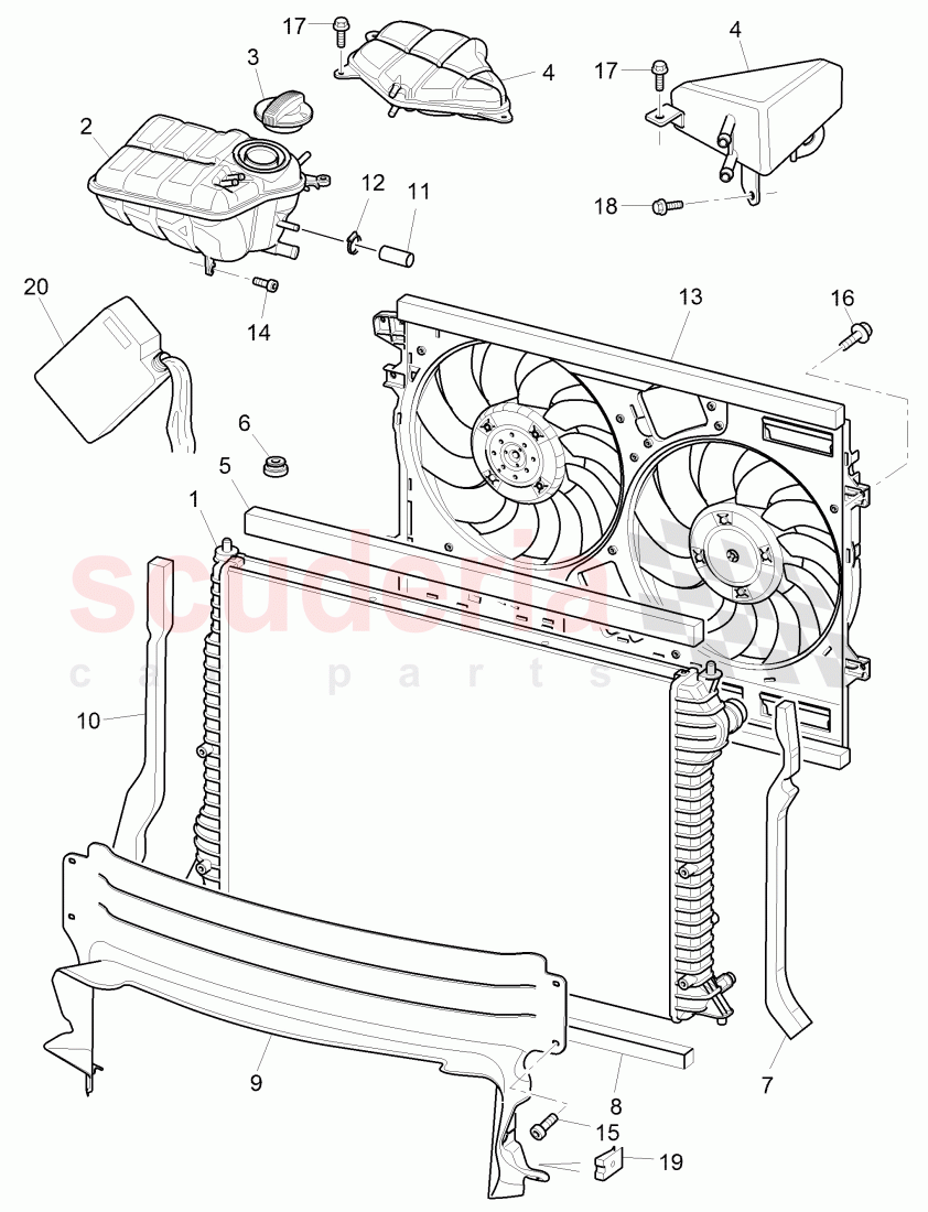 Coolant radiator, Coolant expansion tank, air duct, F >> 3W-6-039 272 of Bentley Bentley Continental Flying Spur (2006-2012)