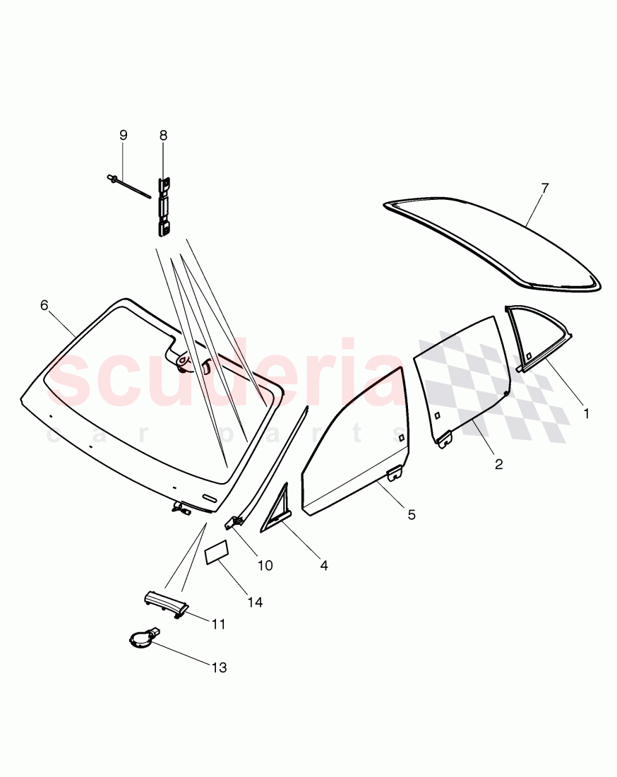 windshield glass, rear and side window, D - MJ 2017>> of Bentley Bentley Mulsanne (2010+)