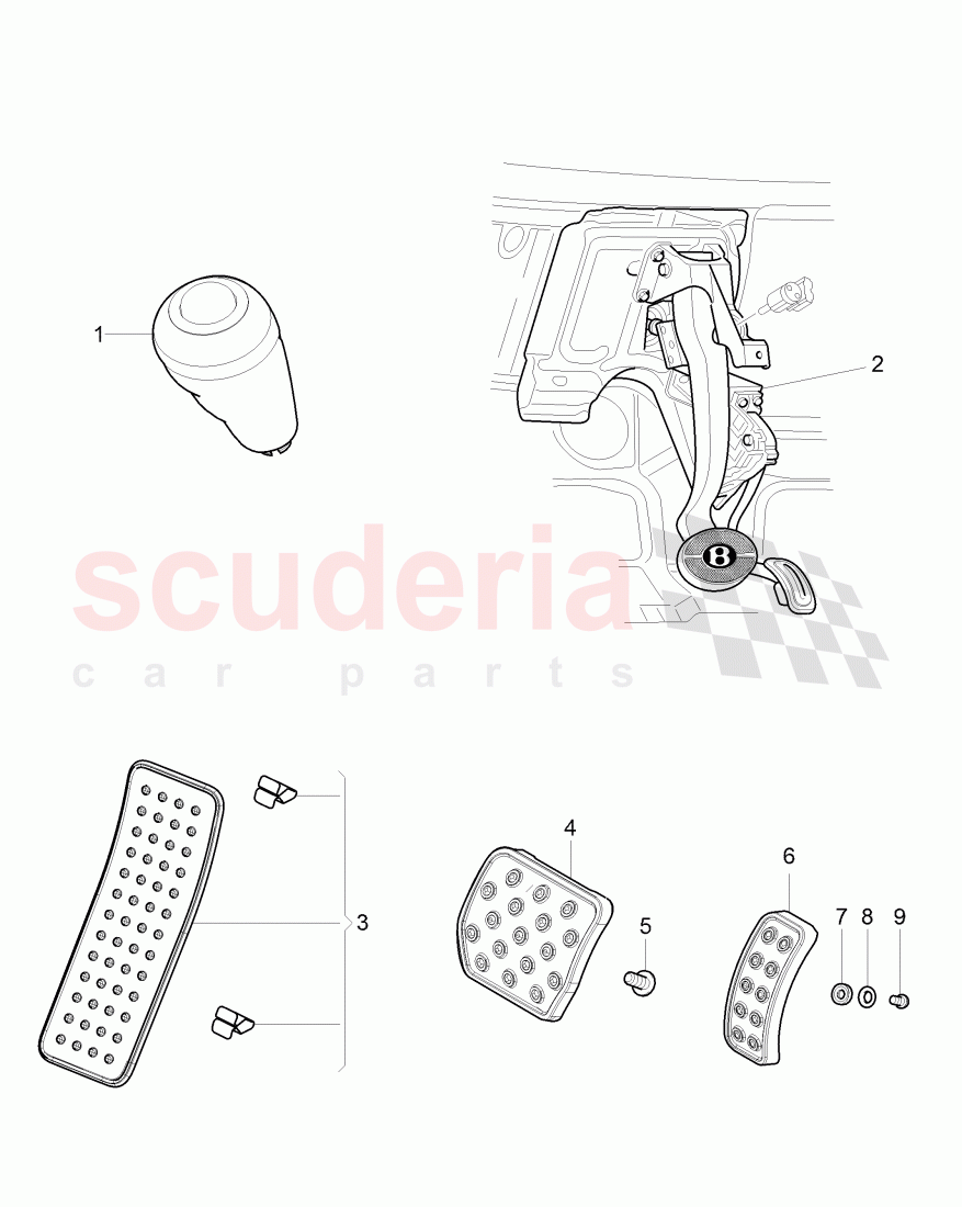 Original Accessories, gearshift knob, Pedals of Bentley Bentley Continental GTC (2006-2010)