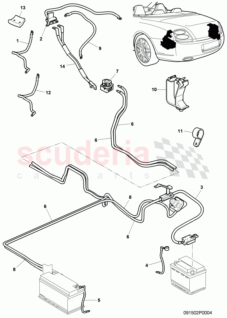 Battery cable, F 3W-8-052 847>>, F ZA-A-062 022>> of Bentley Bentley Continental GTC (2006-2010)