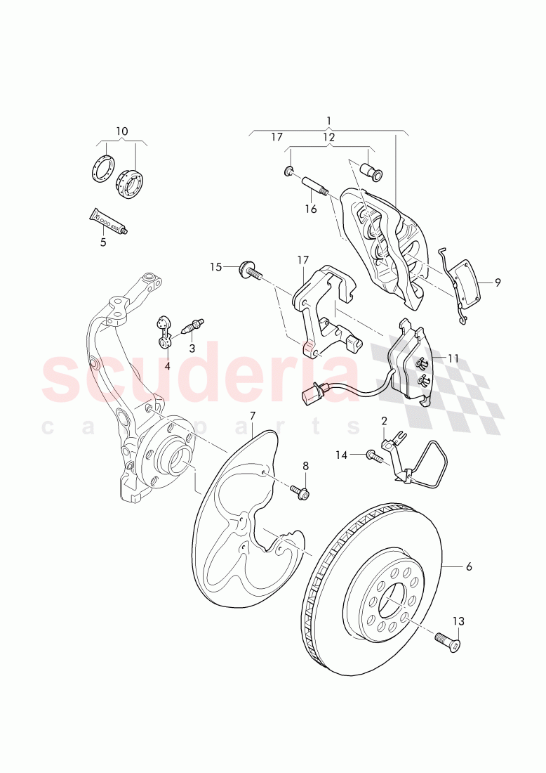 brake disc, splash shield for brake disc, brake caliper of Bentley Bentley Continental Flying Spur (2013+)