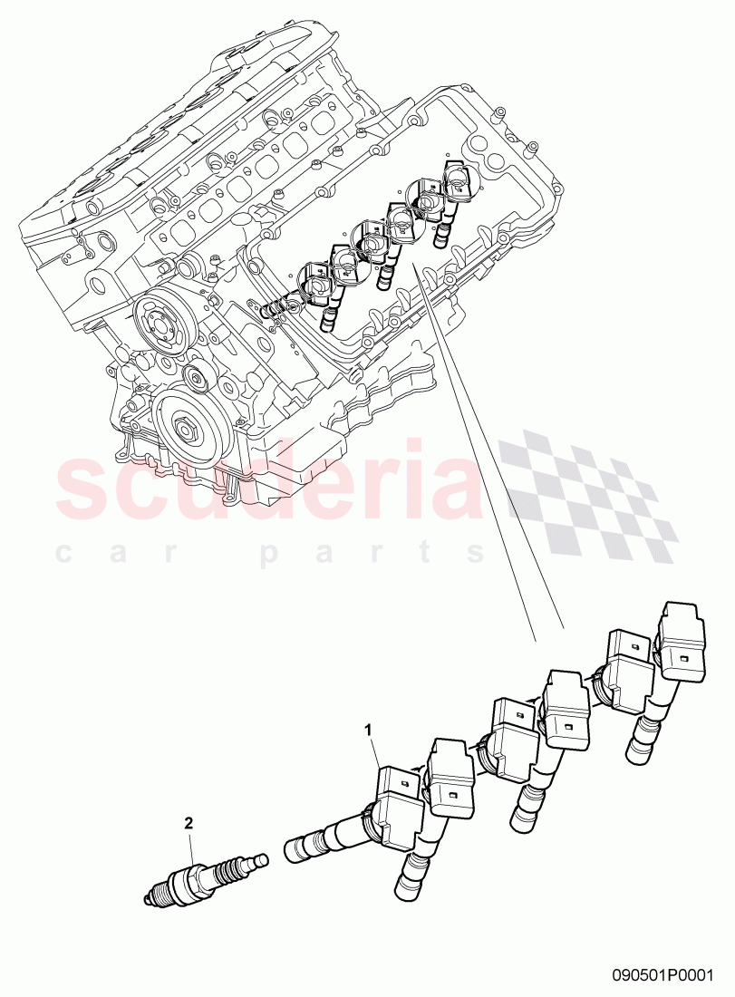 spark plug, ignition coil with spark plug connector of Bentley Bentley Continental Flying Spur (2006-2012)