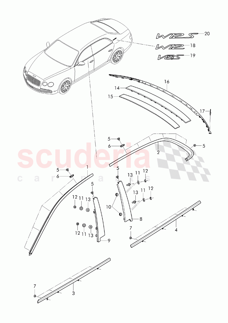 trim for door window frame, trim for bumper, D - MJ 2017>> of Bentley Bentley Continental Flying Spur (2013+)