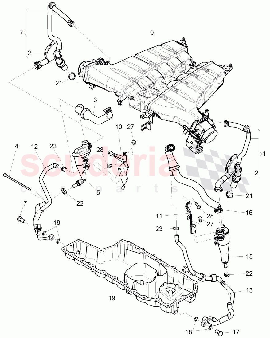 breather assy., crankcase of Bentley Bentley Continental GTC (2006-2010)