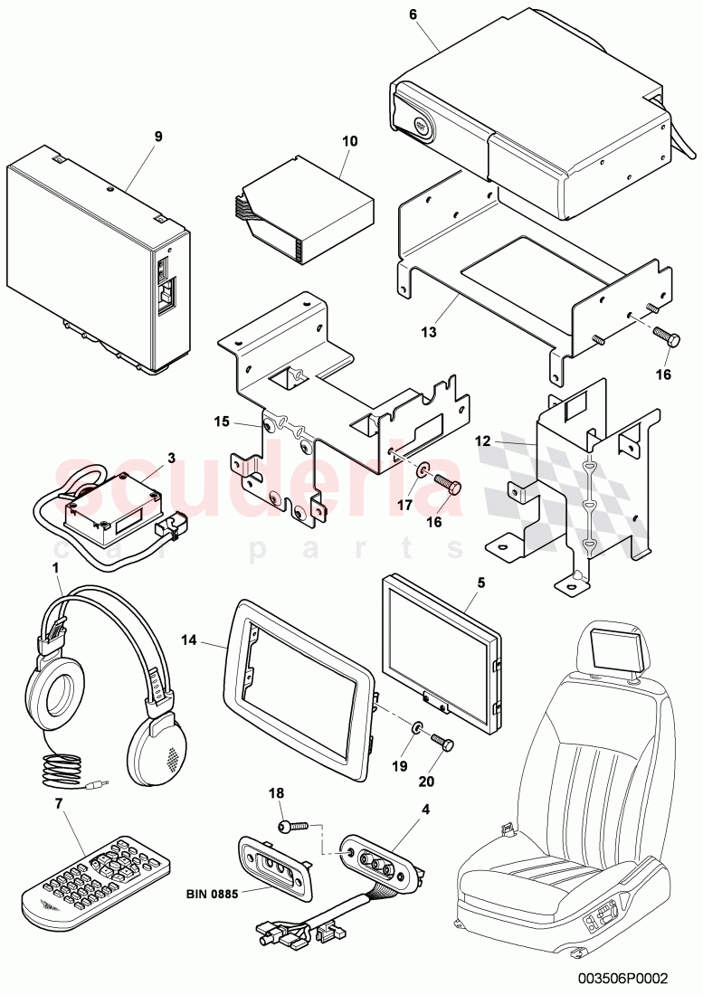 Multimedia system, (Rear Seat Entertainment'RSE'), F 3W-8-052 846>>, D >> - MJ 2008 of Bentley Bentley Continental Flying Spur (2006-2012)