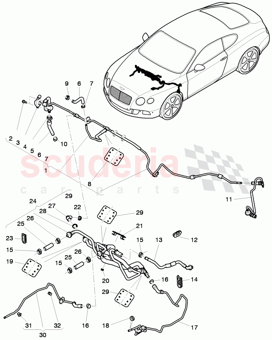 vacuum hoses for brake servo, vacuum hoses with connecting parts, D >> - MJ 2014 of Bentley Bentley Continental GTC (2011+)