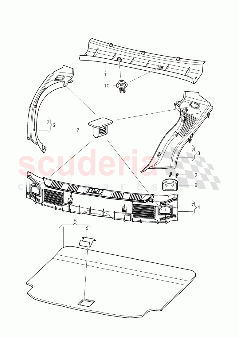 cover for luggage, compartment, F 3W-D-095 960>>, F ZA-D-095 960>> of Bentley Bentley Continental GT (2011-2018)