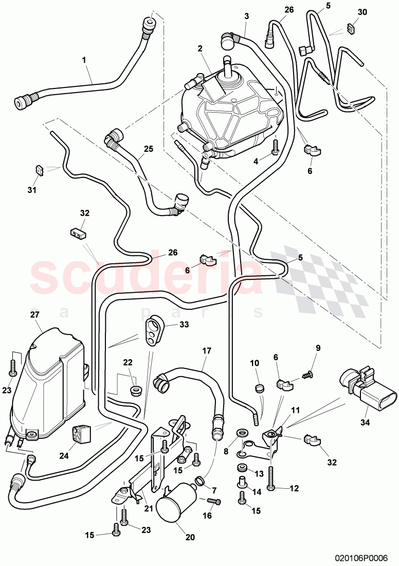 Carbon Canister (NO LDP), ventilation for fuel tank, F >> 3W-8-053 598 of Bentley Bentley Continental Flying Spur (2006-2012)