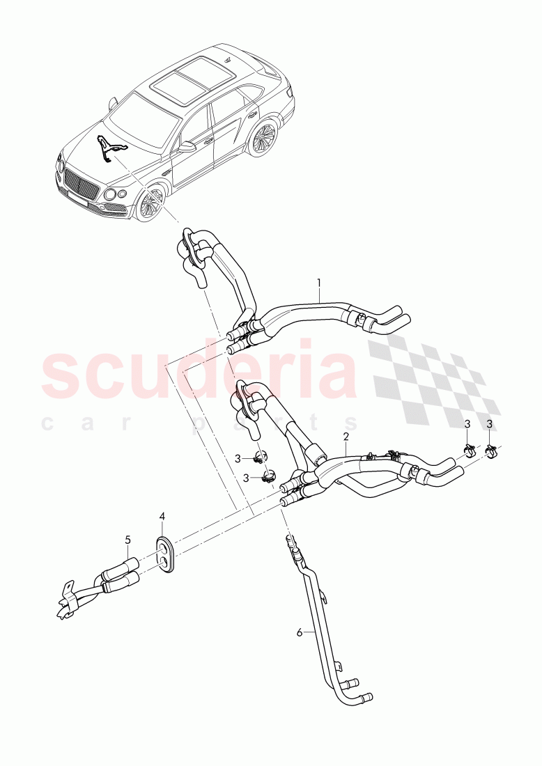 Coolant hoses for heater of Bentley Bentley Bentayga (2015+)