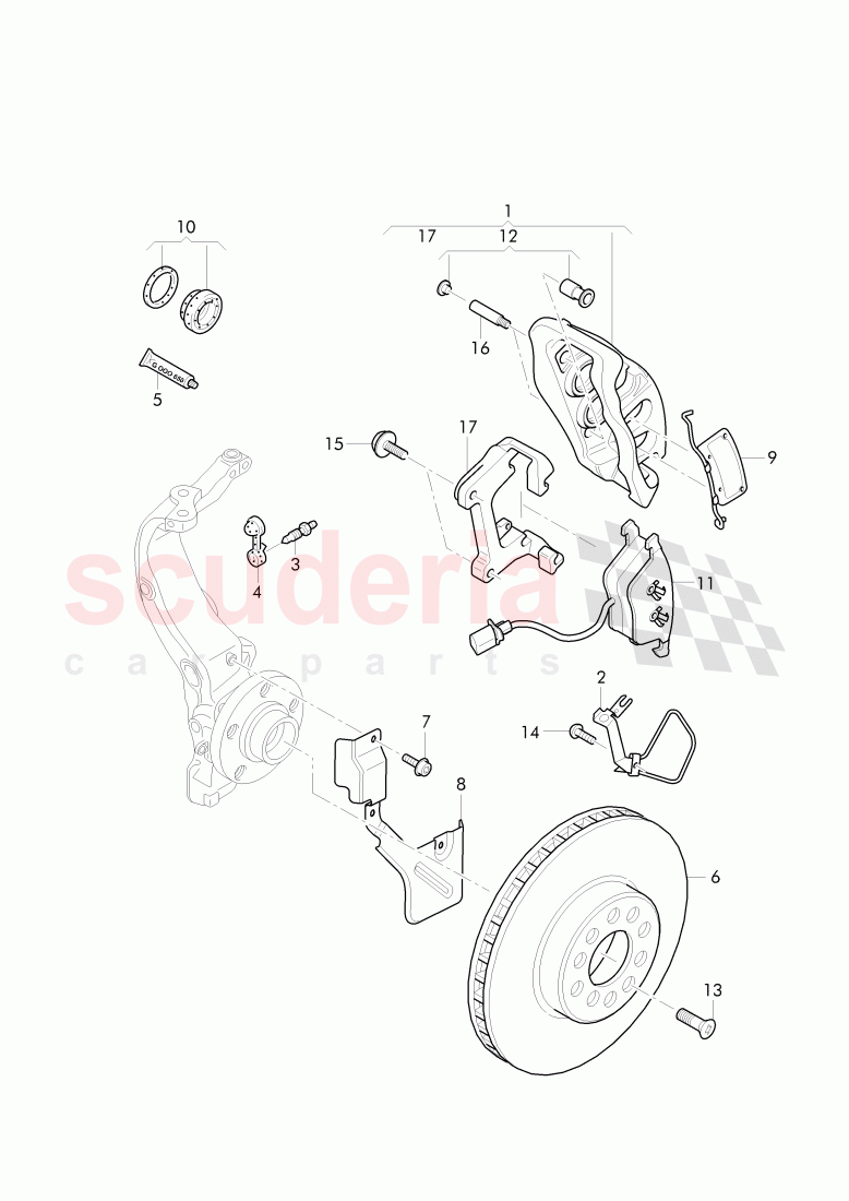 brake disc, splash shield for brake disc, brake caliper of Bentley Bentley Continental GT (2011-2018)