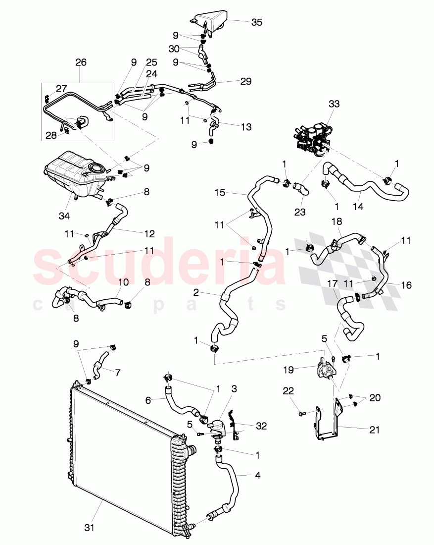 Coolant hoses and pipes, Engine bay, F >> 3W-6-039 272 of Bentley Bentley Continental Flying Spur (2006-2012)