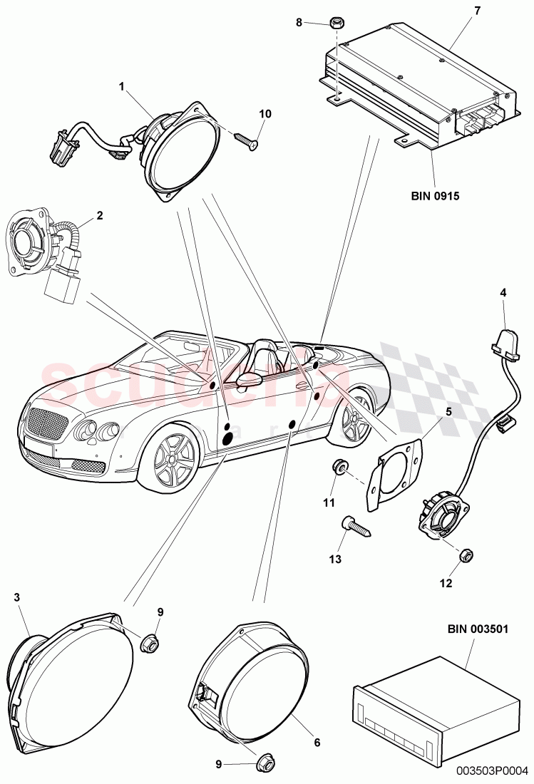 loudspeaker, F >> 3W-8-059 516 of Bentley Bentley Continental GTC (2006-2010)