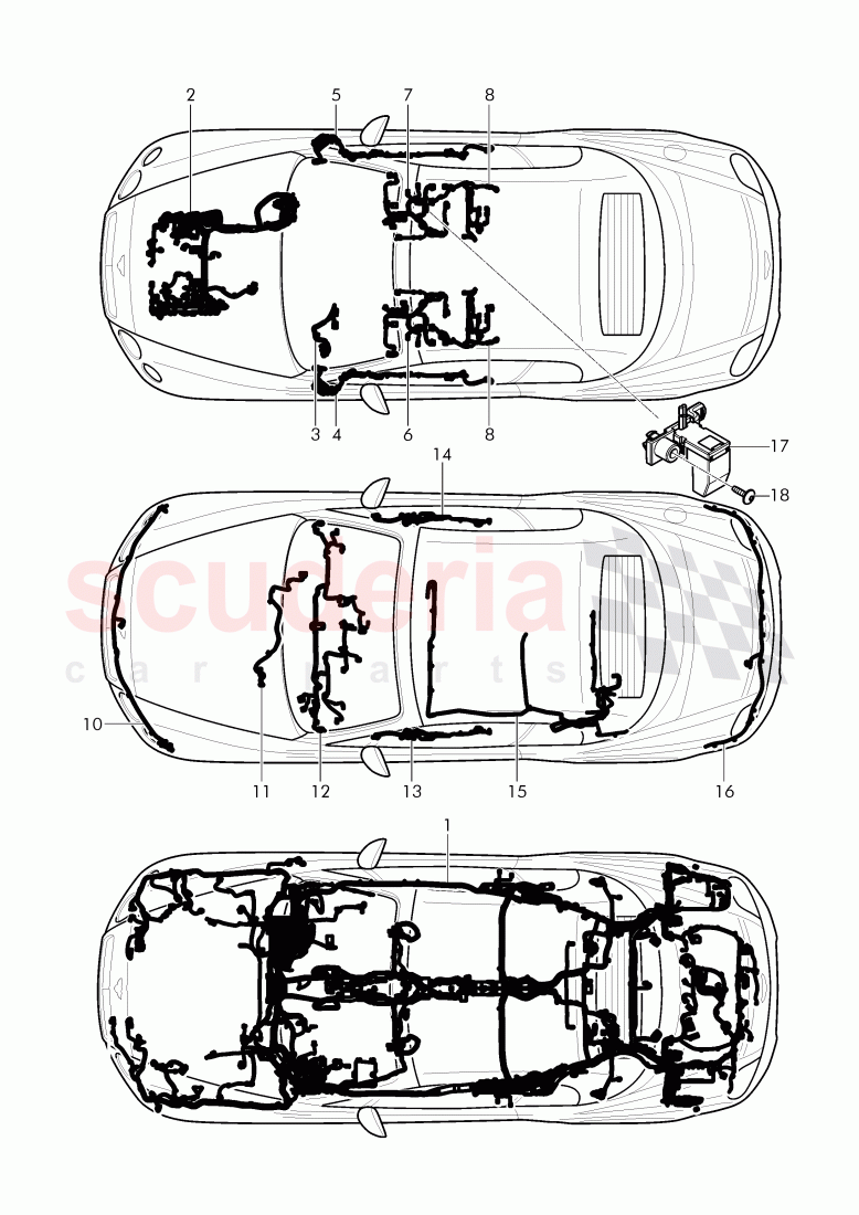 wiring harnesses, F 3W-D-082 509>>, F ZA-D-082 509>>, D >> - MJ 2013 of Bentley Bentley Continental GTC (2011+)