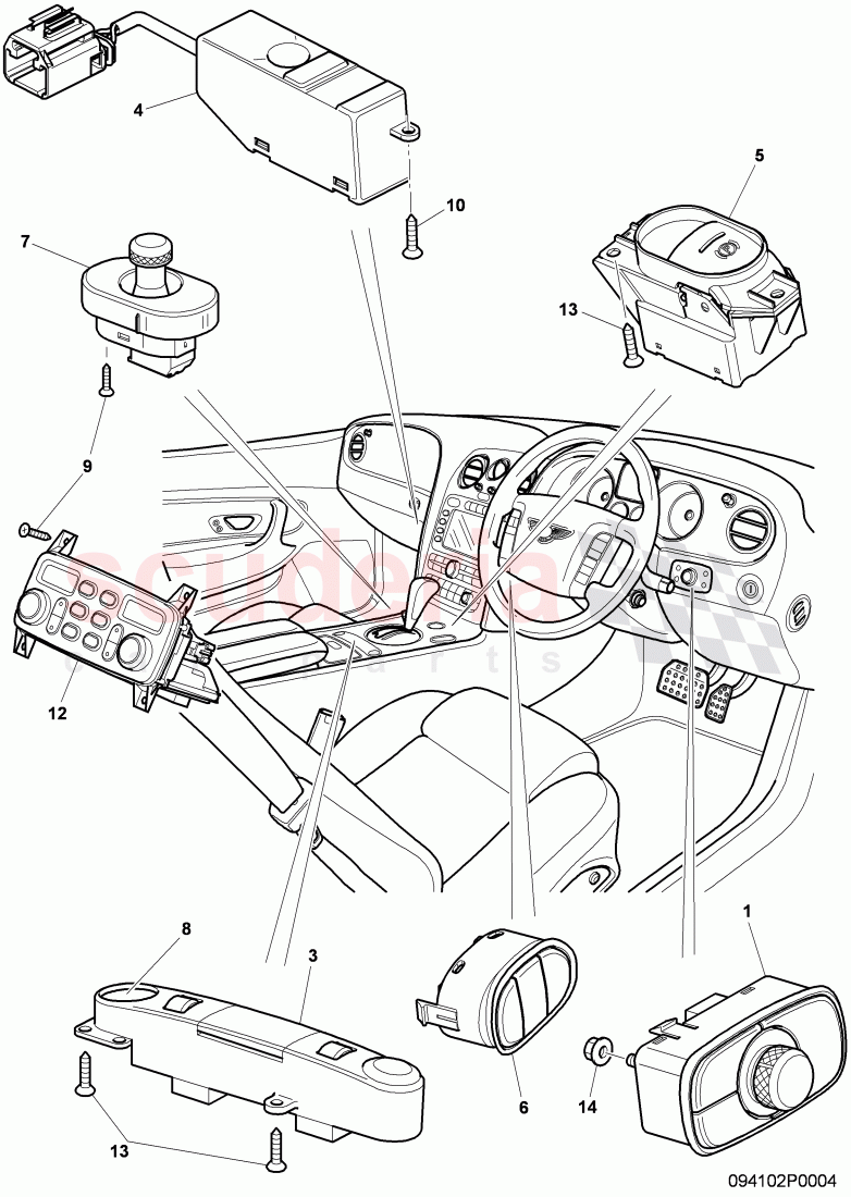 switches in dashboard, F 3W-7-039 961>> 3W-B-070 435, F ZA-A-062 464>> ZA-B-070 435 of Bentley Bentley Continental Flying Spur (2006-2012)