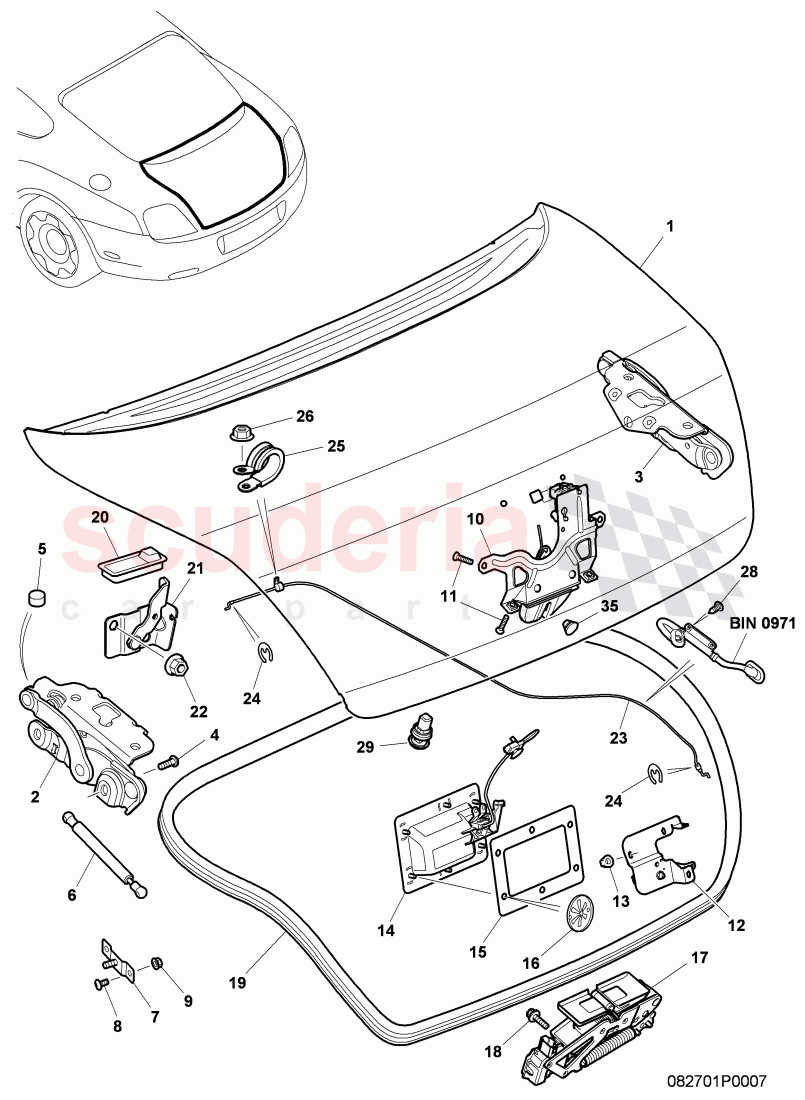 rear trunk lid, single parts of Bentley Bentley Continental Supersports (2009-2011)