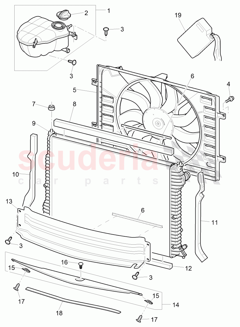 Coolant radiator, Coolant expansion tank, air duct, D - MJ 2010>> of Bentley Bentley Continental GTC (2006-2010)