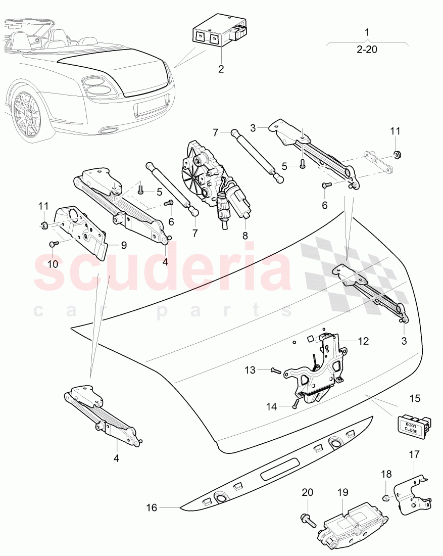 Original Accessories, Mechanism for boot, lid operation, F >> 3W-A-066 376, F >> ZA-A-066 376 of Bentley Bentley Continental GTC (2006-2010)