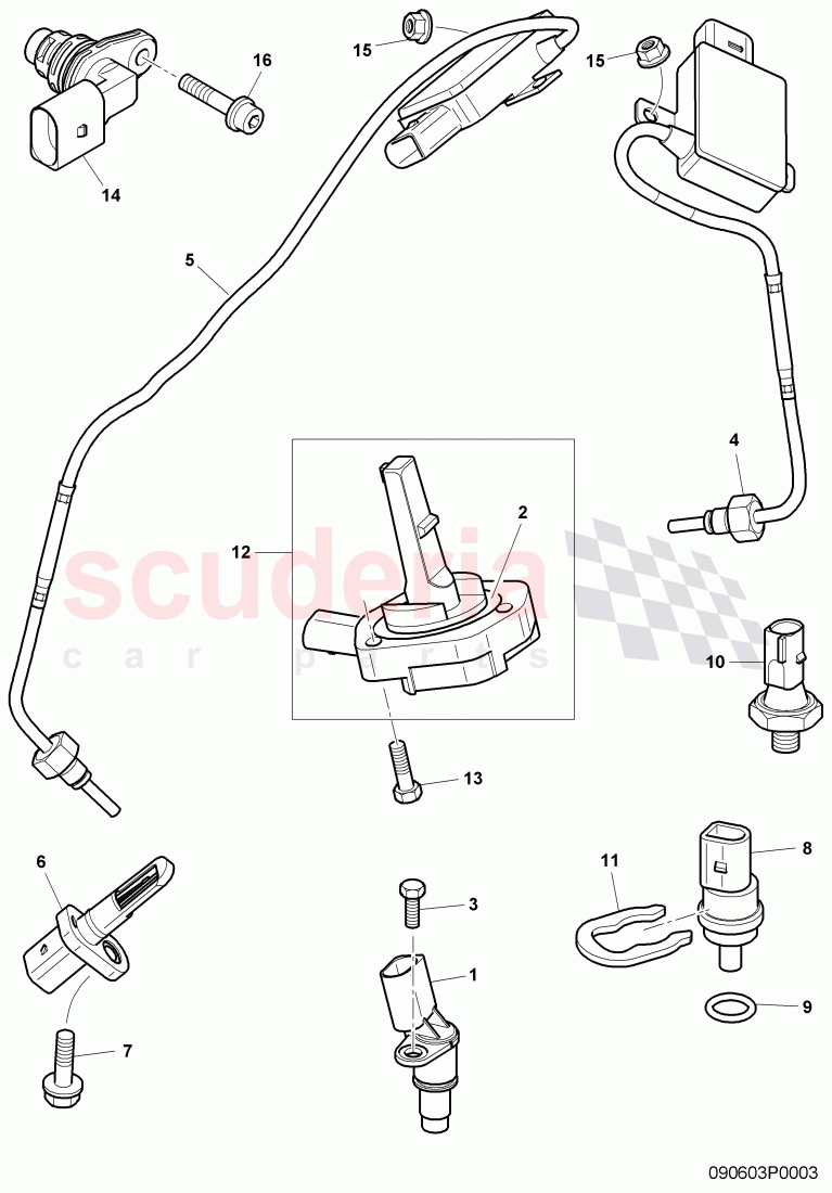 engine speed sensor (rpm), oil level sender, Coolant temperature sender, emissions temperature sensor of Bentley Bentley Continental GTC (2006-2010)