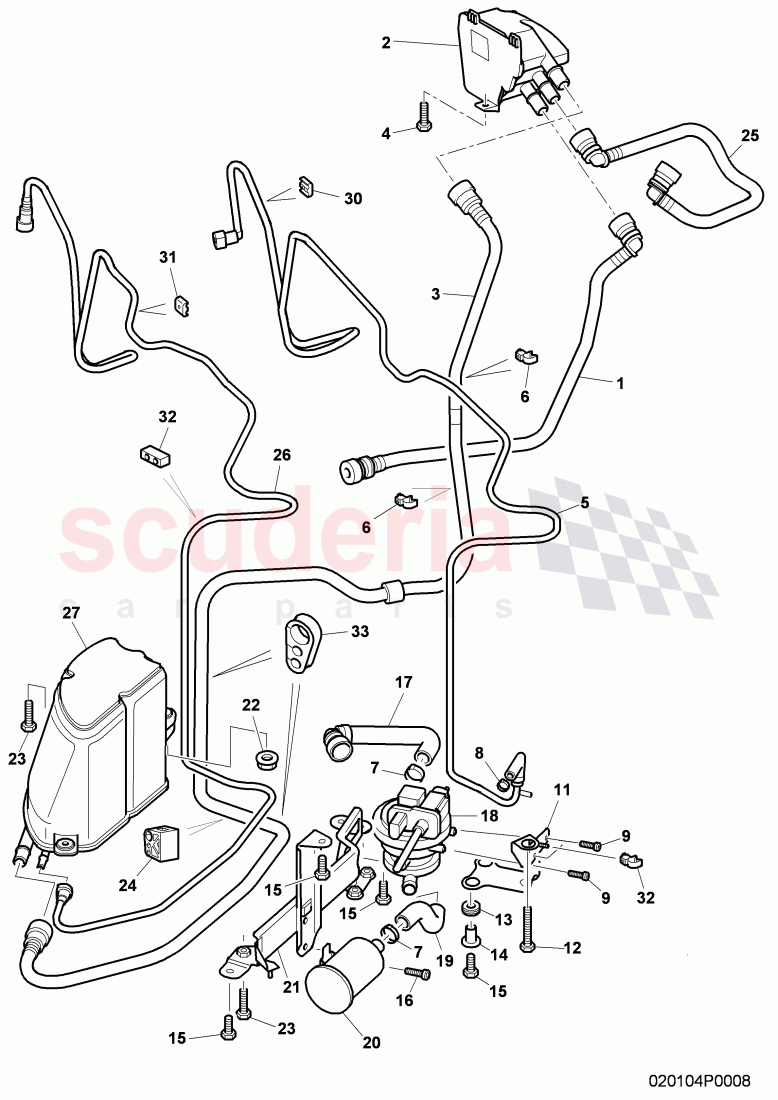 Active charcoal filter with diagnosis pump for fuel delivery system, ventilation for fuel tank, F 3W-8-053 906>>, F ZA-A-062 464>>, D >> - MJ 2010 of Bentley Bentley Continental Flying Spur (2006-2012)