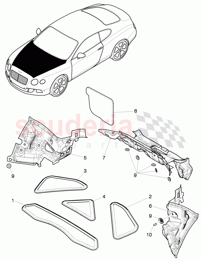 hood silencer of Bentley Bentley Continental GT (2011-2018)