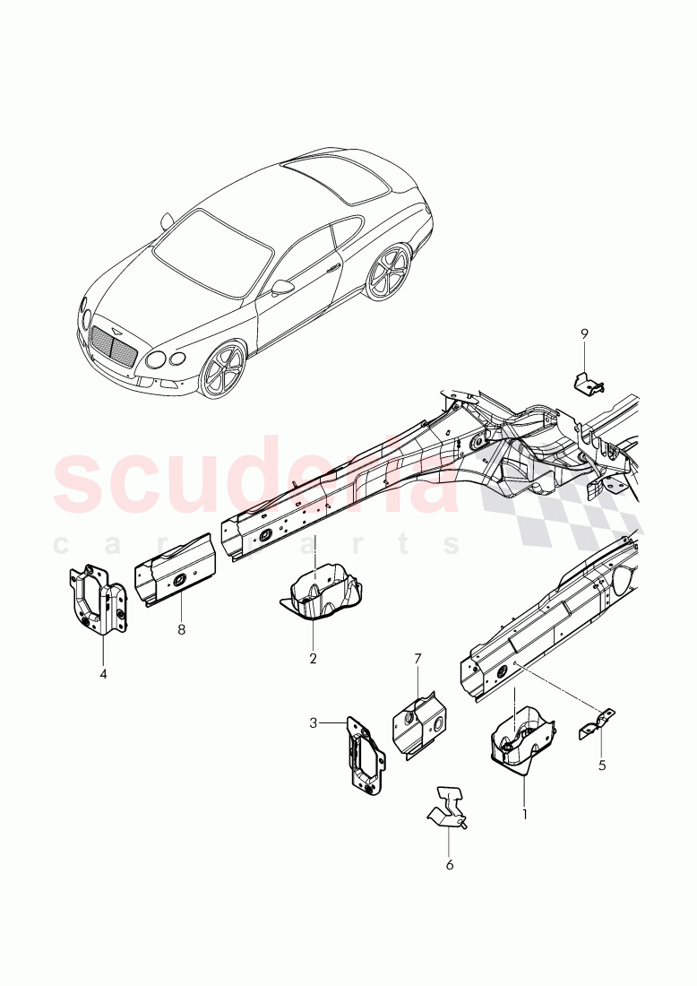 floor assembly, body front section of Bentley Bentley Continental Supersports (2017+)