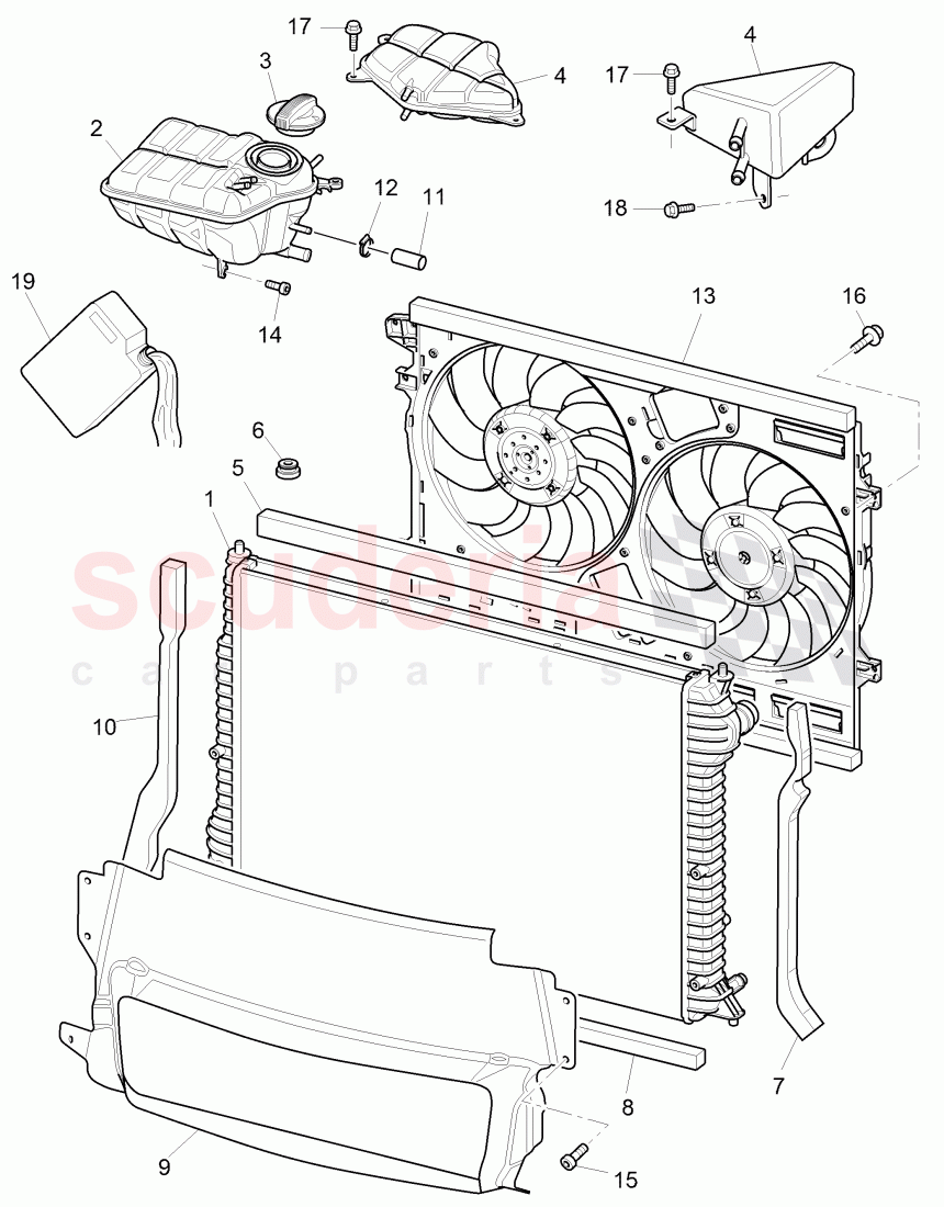 Coolant radiator, Coolant expansion tank, air duct, F >> 3W-6-039 272 of Bentley Bentley Continental GT (2003-2010)