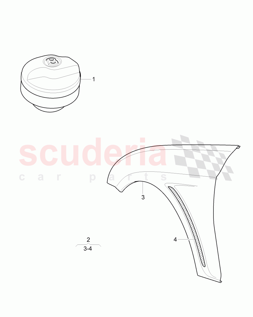 Original Accessories, 1 set of vent wings for service installation, fuel tank, cap of Bentley Bentley Continental GTC (2006-2010)