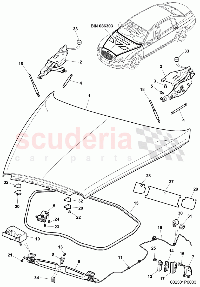 Hood, F 3W-8-056 714>>, F ZA-A-062 566>> of Bentley Bentley Continental GT (2003-2010)