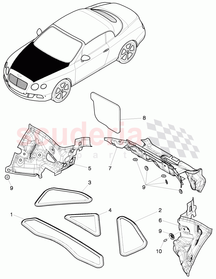 hood silencer of Bentley Bentley Continental GTC (2011+)