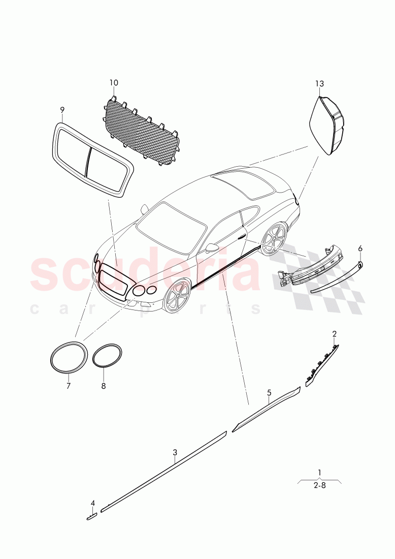 Original Accessories, trim for door window frame, trim strip for fender and door, D >> - MJ 2015 of Bentley Bentley Continental GT (2011-2018)