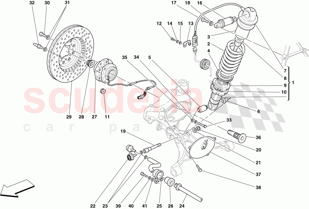 FRONT SUSPENSION - SHOCK ABSORBER AND BRAKE DISC of Ferrari Ferrari 430 Coupe