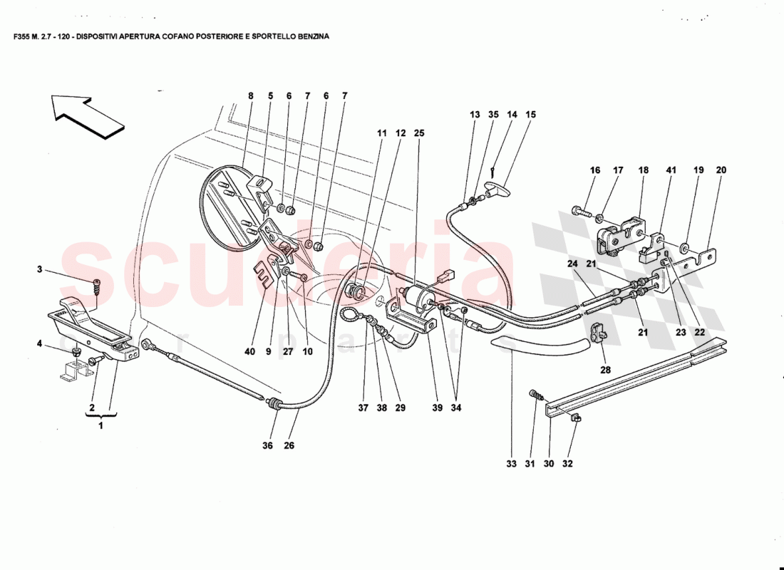 OPENING DEVICES FOR REAR HOOD AND GAS DOOR of Ferrari Ferrari 355 (2.7 Motronic)