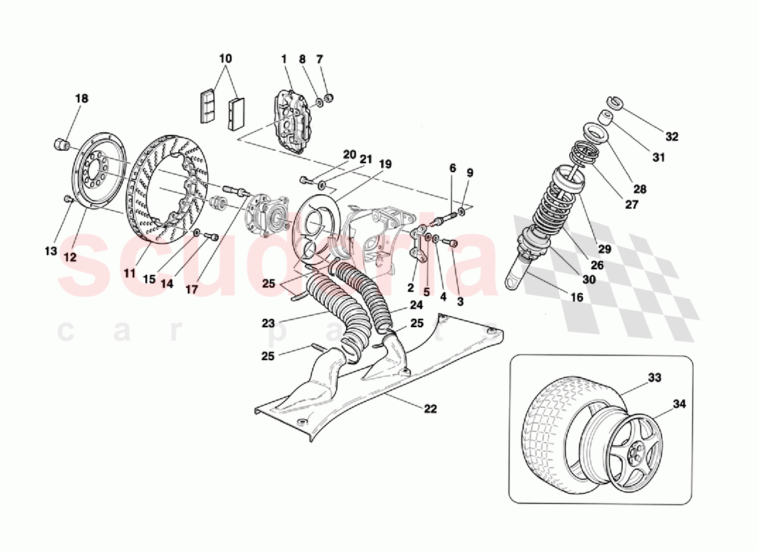 Brakes - Shock Absorbers - Rear Air Intake - Wheels of Ferrari Ferrari 355 Challenge (1996)