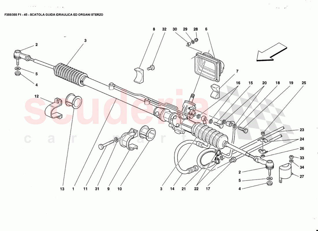 HYDRAULIC STEERING BOX AND LINKAGE of Ferrari Ferrari 355 (5.2 Motronic)