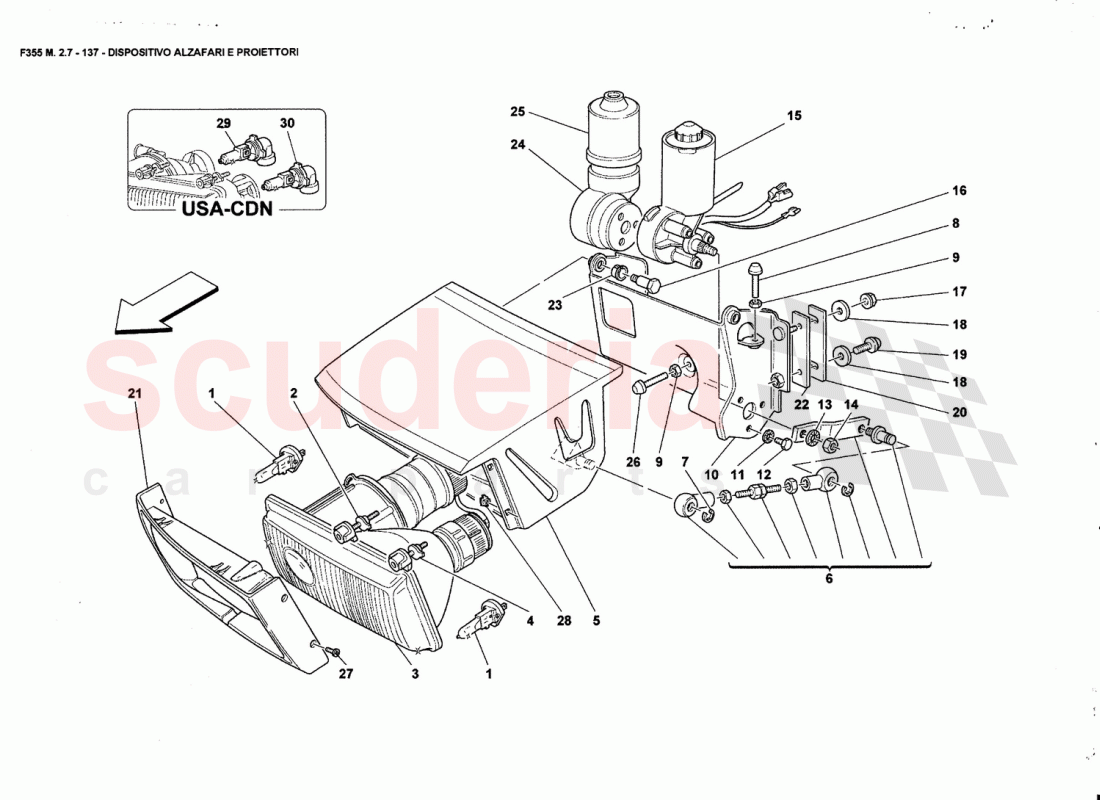 LIGHTS LIFTING DEVICE AND HEADLIGHTS of Ferrari Ferrari 355 (2.7 Motronic)