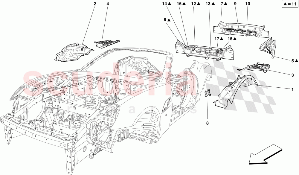 REAR BODYSHELL AND EXTERNAL TRIM -Applicable up to Ass.ly No. 103178- of Ferrari Ferrari California (2012-2014)