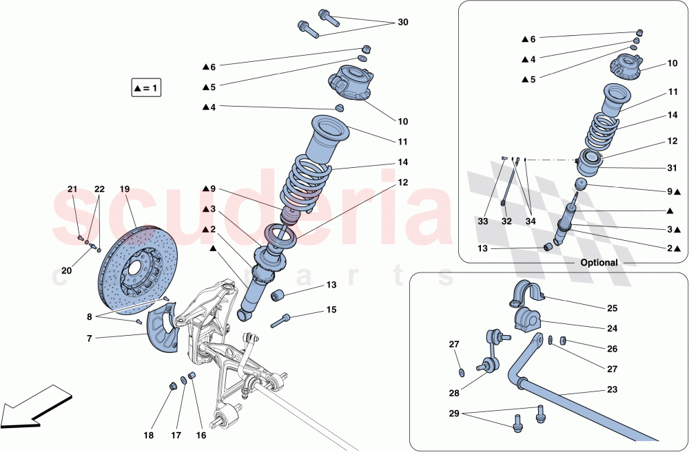 FRONT SUSPENSION - SHOCK ABSORBER AND BRAKE DISC of Ferrari Ferrari 458 Speciale