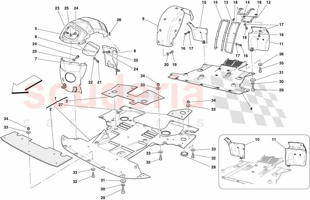 FLAT UNDERTRAY AND WHEELHOUSES of Ferrari Ferrari 612 Sessanta