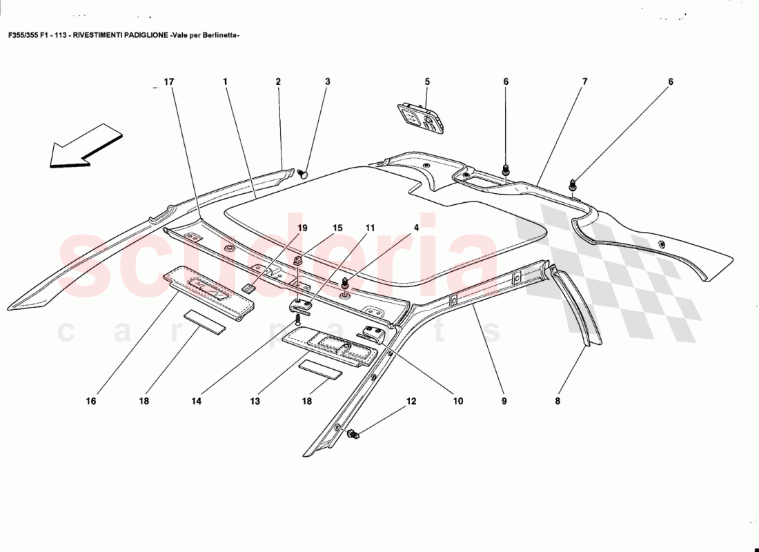 ROOF TRIMS -Valid for BERLINETTA- of Ferrari Ferrari 355 (5.2 Motronic)