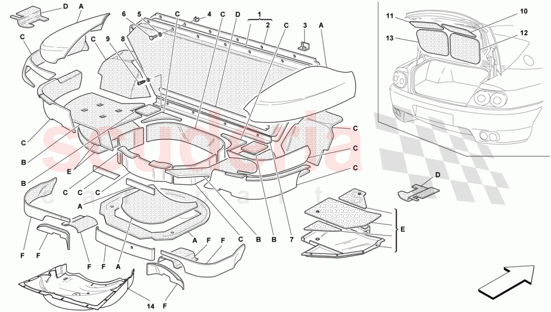 TRUNK HOOD INSULATIONS -Not for 456 GTA- of Ferrari Ferrari 456 GT/GTA