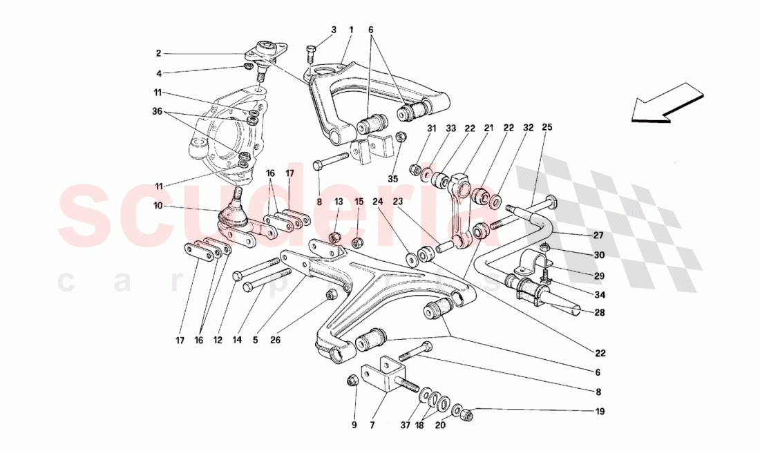 FRONT SUSPENSION - WISHBONES of Ferrari Ferrari 348 (2.7 Motronic)