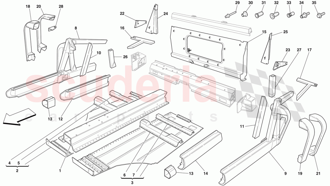 CENTRAL SIDE ELEMENTS AND PLATES of Ferrari Ferrari 360 Challenge (2000)