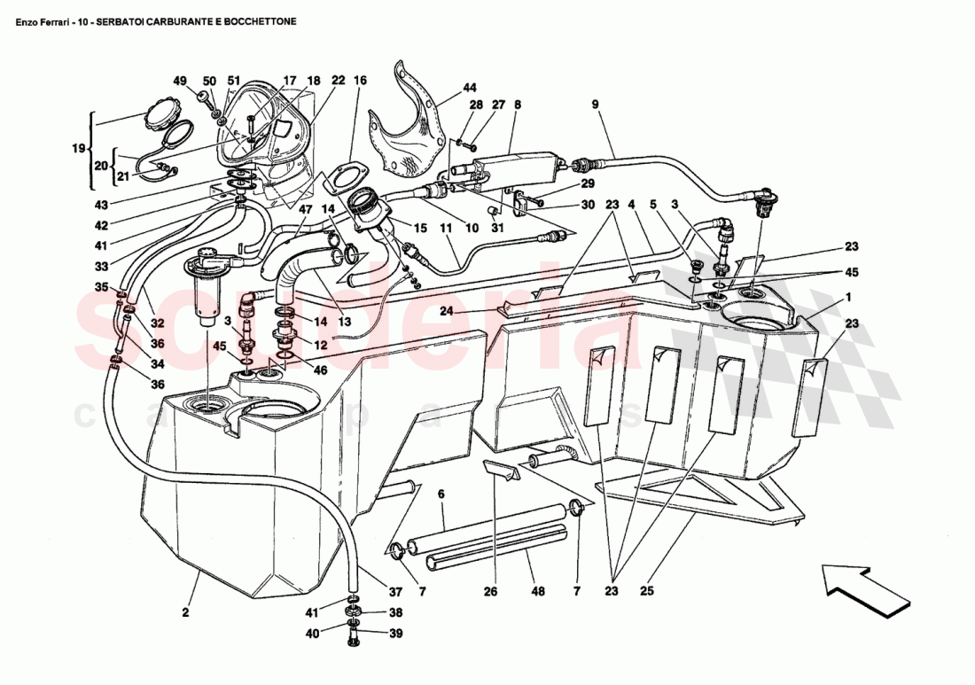 FUEL TANKS AND UNION of Ferrari Ferrari Enzo