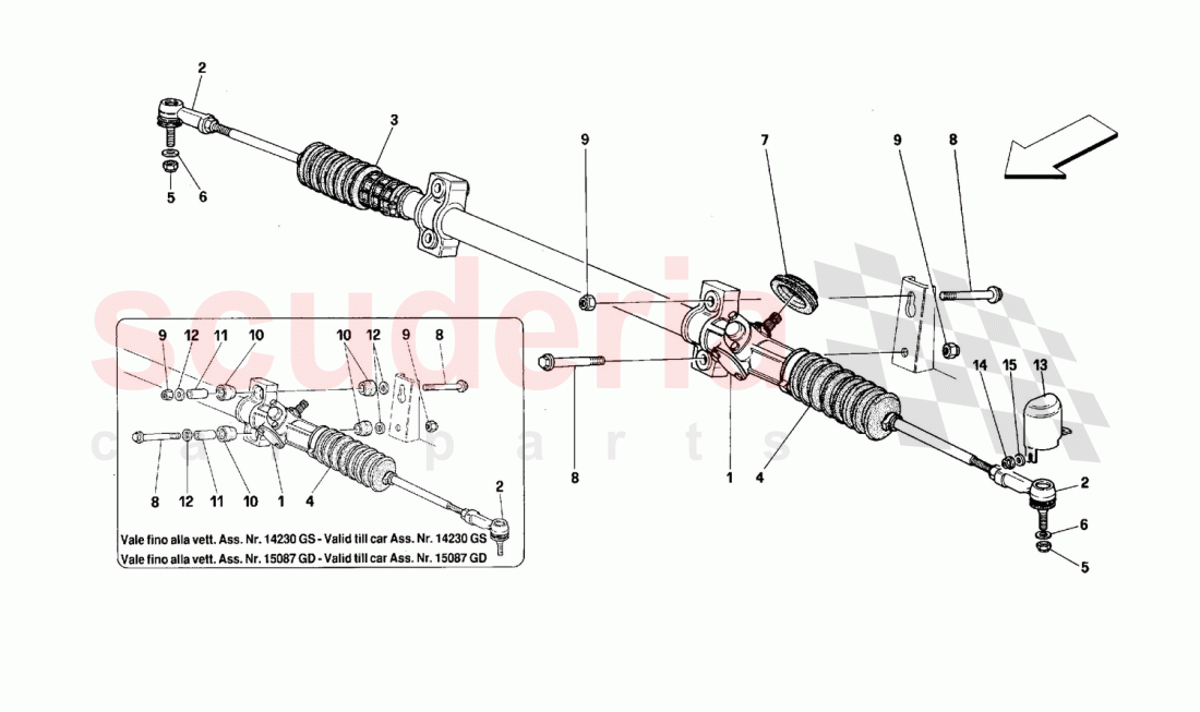 Steering box and linkage of Ferrari Ferrari 512 TR