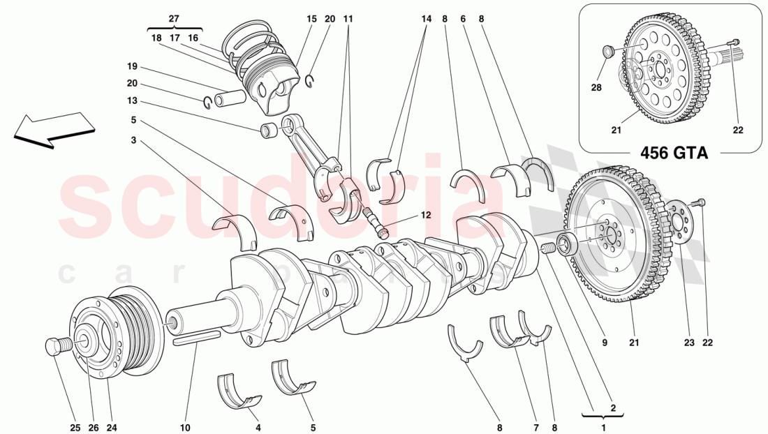 DRIVING SHAFT - CONNECTING RODS AND PISTONS of Ferrari Ferrari 456 GT/GTA