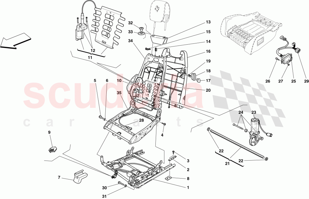 ELECTRIC SEAT - GUIDES AND ADJUSTMENT MECHANISMS -Optional- of Ferrari Ferrari 430 Coupe