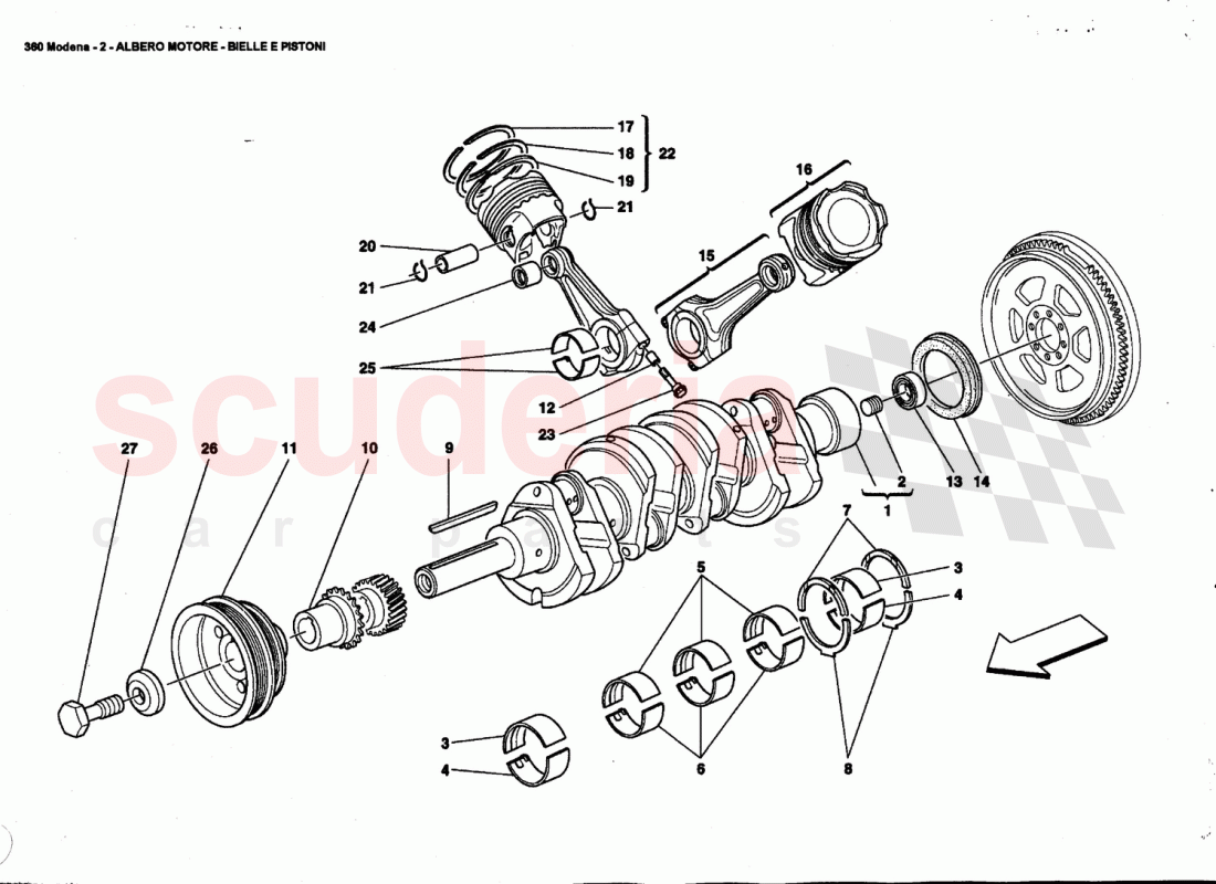 DRIVING SHAFT - CONNECTING RODS AND PISTONS of Ferrari Ferrari 360 Modena