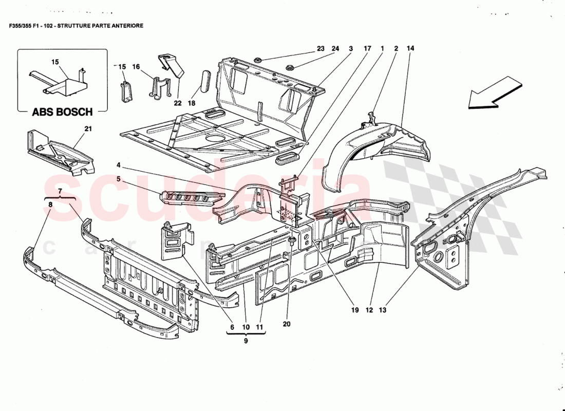 FRONT PART STRUCTURES of Ferrari Ferrari 355 (5.2 Motronic)