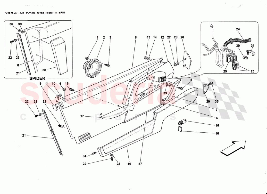 DOORS - INNER TRIMS of Ferrari Ferrari 355 (2.7 Motronic)