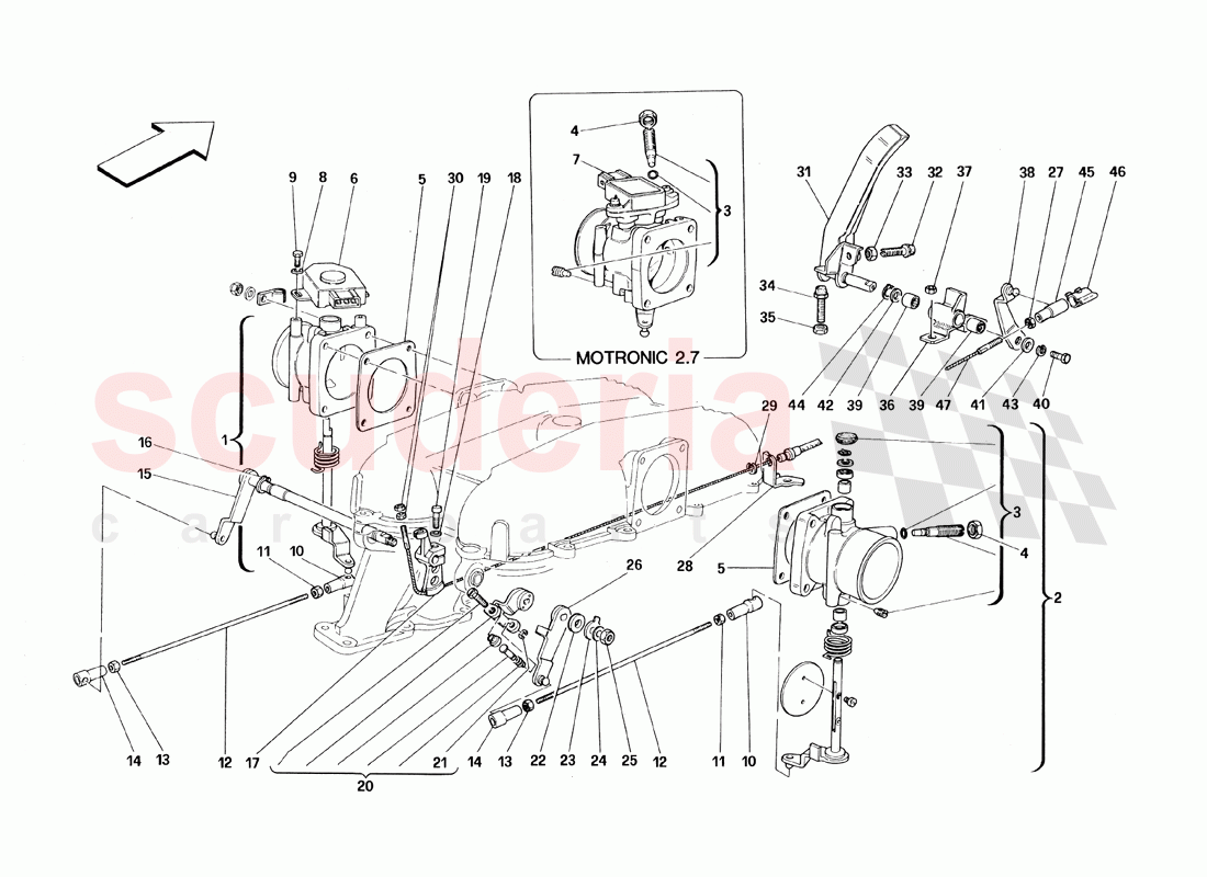 Throttle Housing and Linkage of Ferrari Ferrari 348 TB (1993)